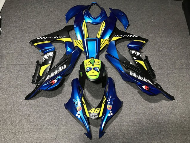 Lojas Carenagens Moto Kawasaki ZX10R 2016-2020 - Azul Metálico Amarelo Tubarão 46