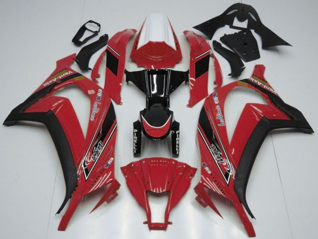 Lojas Carenagens Moto Kawasaki ZX10R 2011-2015 - Branco Vermelho Preto Brilhante OEM Estilo
