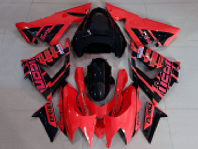 Lojas Carenagens Moto Kawasaki ZX10R 2004-2005 - Vermelho Preto Logo