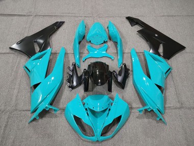 Lojas Kits Carenagem Moto Kawasaki ZX6R 2009-2012 - Azul Preto Brilhante