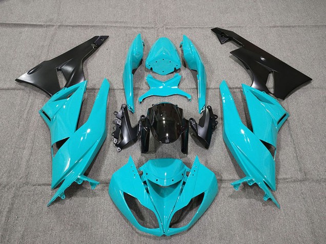 Lojas Kits Carenagem Moto Kawasaki ZX6R 2009-2012 - Azul Preto Brilhante