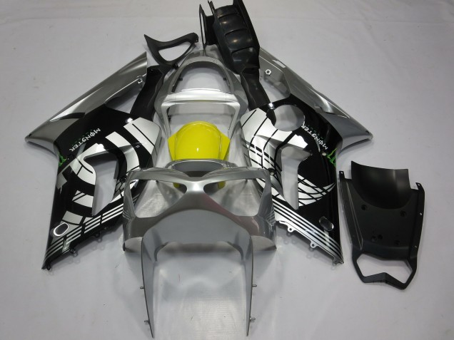Lojas Carenagens Moto Kawasaki ZX6R 2003-2004 - Prata Amarelo Preto Brilhante