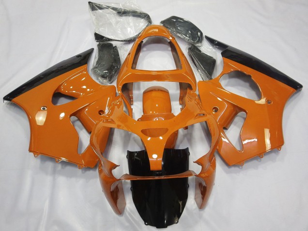 Lojas Carenagens Moto Kawasaki ZX6R 2000-2002 - Laranja Preto Brilhante