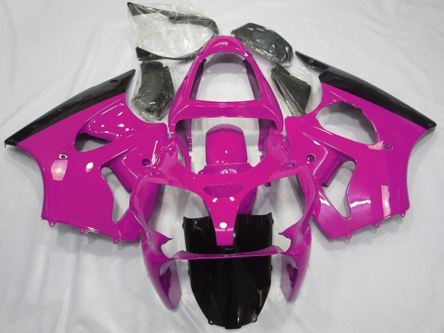 Lojas Carenagens Moto Kawasaki ZX6R 2000-2002 - Rosa Preto Brilhante