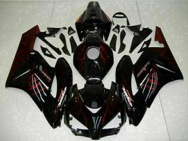 Lojas Carenagens Moto Honda CBR1000RR 2004-2005 - Preto Brilhante Vermelho Chama