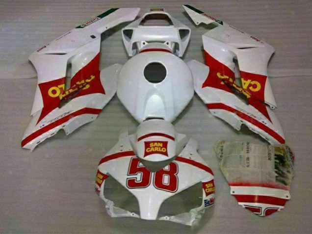 Lojas Carenagens Moto Honda CBR1000RR 2004-2005 - Branco Vermelho Amarelo San Carlo 58