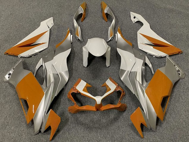 Lojas Carenagens Moto Kawasaki ZX6R 2019-2022 - Branco Prata Laranja