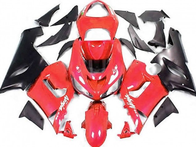 Lojas Carenagens Moto Kawasaki ZX6R 2005-2006 - Vermelho Preto Fosco