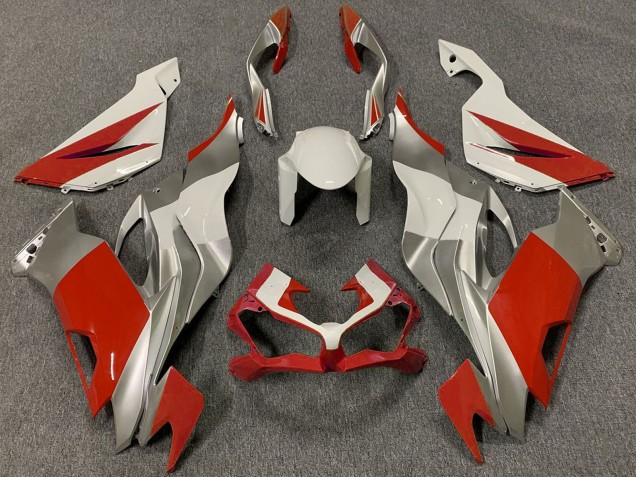 Lojas Carenagens Moto Kawasaki ZX6R 2019-2022 - Branco Prata Vermelho