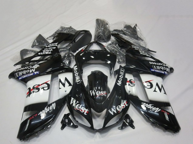 Lojas Carenagens Moto Kawasaki ZX6R 2007-2008 - Preto Brilhante Branco West