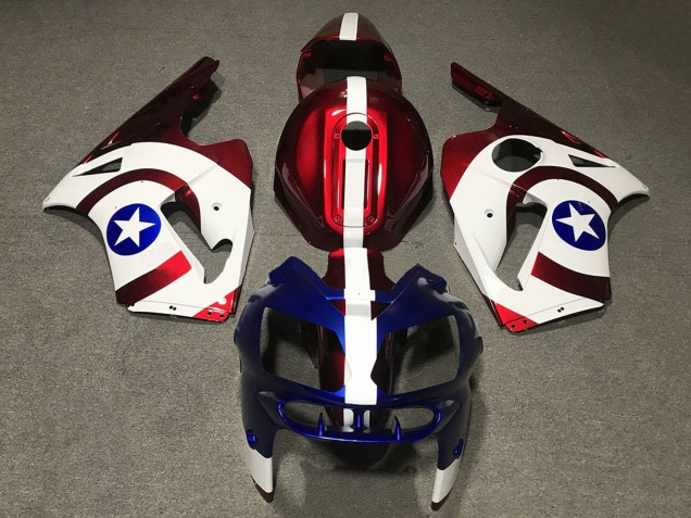 Lojas Carenagens Moto Kawasaki ZX12R 2002-2006 - Vermelho Azul Branco Star Captain America