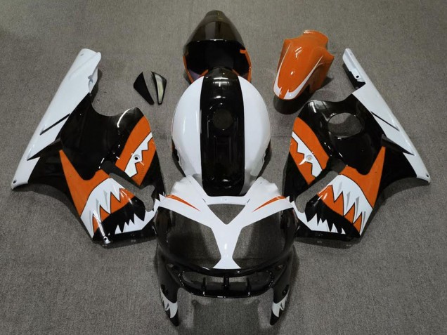 Lojas Carenagens Moto Kawasaki ZX12R 2002-2006 - Laranja Preto Branco Tubarão