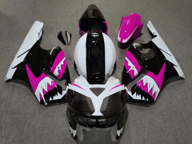 Lojas Carenagens Moto Kawasaki ZX12R 2002-2006 - Rosa Preto Branco Tubarão