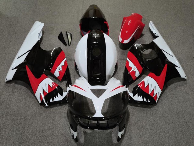 Lojas Carenagens Moto Kawasaki ZX12R 2002-2006 - Vermelho Preto Branco Tubarão