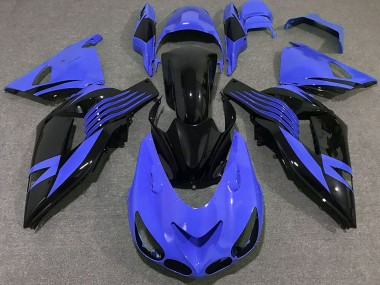 Lojas Carenagens Moto Kawasaki ZX14R 2006-2011 - Azul Preto Brilhante