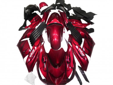 Lojas Carenagens Moto Kawasaki ZX14R 2006-2011 - Vermelho Preto Chama Branco Ninja