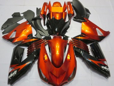 Lojas Carenagens Moto Kawasaki ZX14R 2006-2011 - Laranja Preto Brilhante