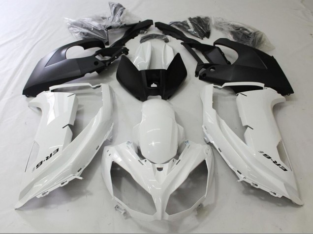 Lojas Carenagens Moto Kawasaki Ninja ER6F 2012-2014 - Branco Brilhante Preto Fosco