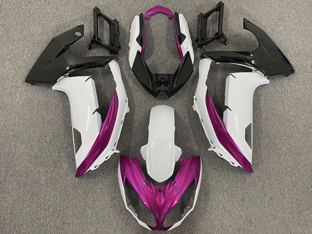 Lojas Carenagens Moto Kawasaki Ninja 650R 2009-2011 - Branco Magenta Preto Fosco