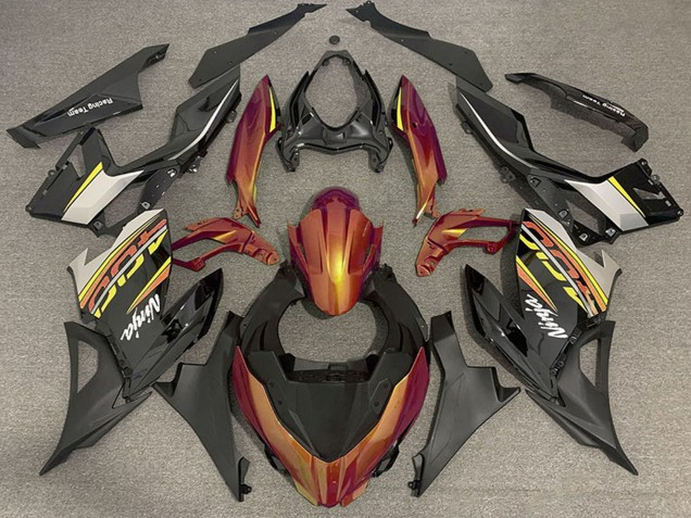 Lojas Carenagens Moto Kawasaki Ninja 400 2018-2024 - Laranja Preto Brilhante Preto Fosco OEM Estilo