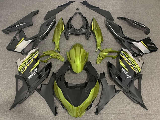 Lojas Carenagens Moto Kawasaki Ninja 400 2018-2024 - Liquid Amarelo Preto Brilhante Preto Fosco OEM Estilo