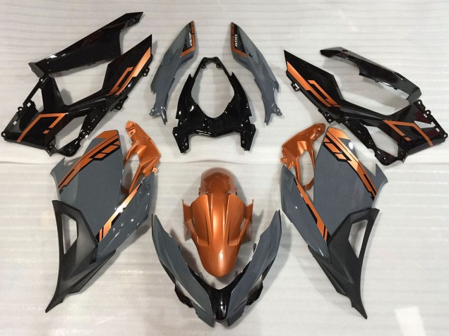 Lojas Carenagens Moto Kawasaki Ninja 400 2018-2024 - Laranja Nardo Cinzento Preto Brilhante