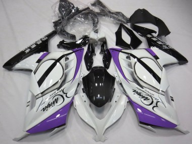 Lojas Carenagens Moto Kawasaki Ninja 300 2013-2024 - Branco Brilhante Roxo Preto