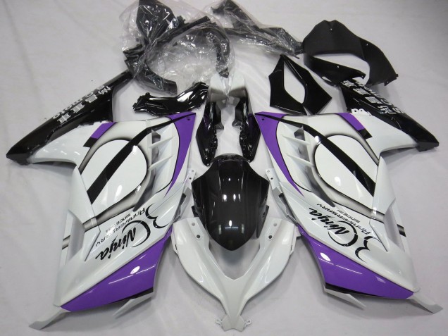 Lojas Carenagens Moto Kawasaki Ninja 300 2013-2024 - Branco Brilhante Roxo Preto