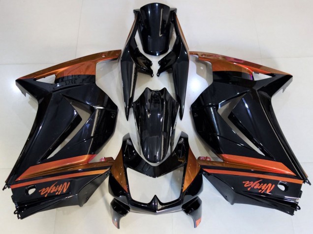 Lojas Carenagens Moto Kawasaki Ninja 250 2008-2012 - Preto Brilhante Laranja