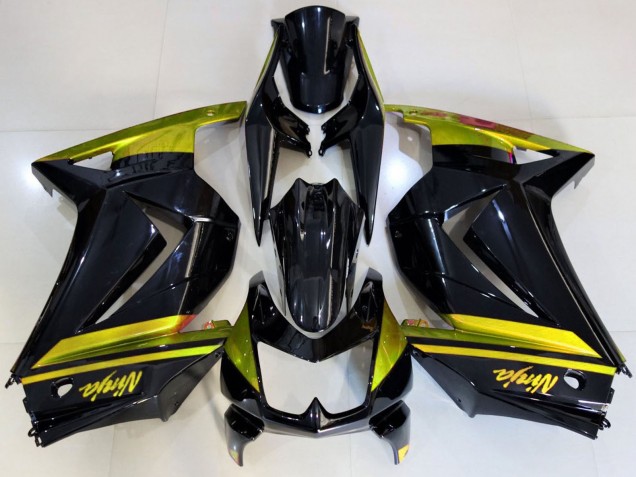 Lojas Carenagens Moto Kawasaki Ninja 250 2008-2012 - Preto Brilhante Amarelo