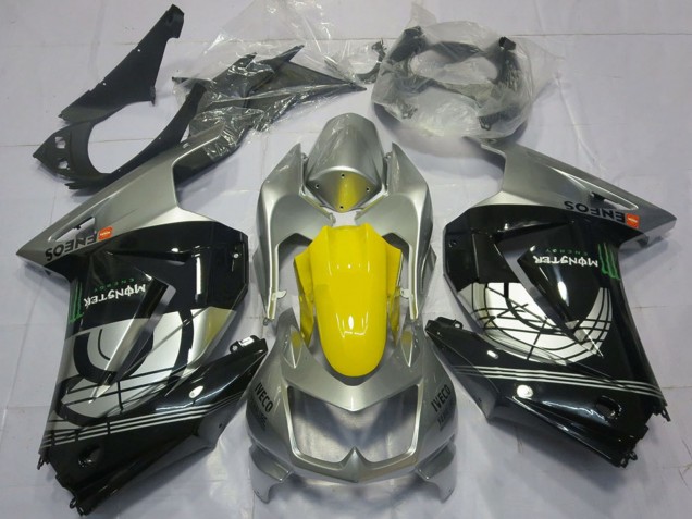 Lojas Carenagens Moto Kawasaki Ninja 250 2008-2012 - Prata Amarelo Preto Brilhante