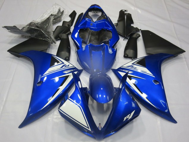 Lojas Carenagens Moto Yamaha R1 2012-2014 - Azul Branco Preto Fosco