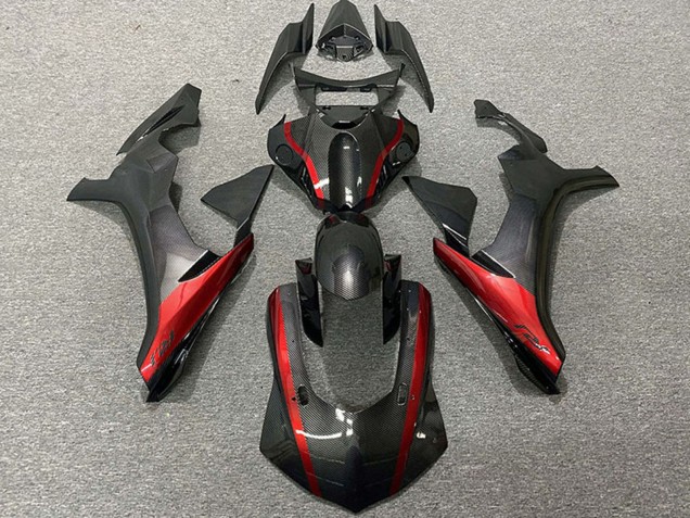Lojas Carenagens Moto Yamaha R1 2015-2019 - Fibra de Carbono Estilo Vermelho