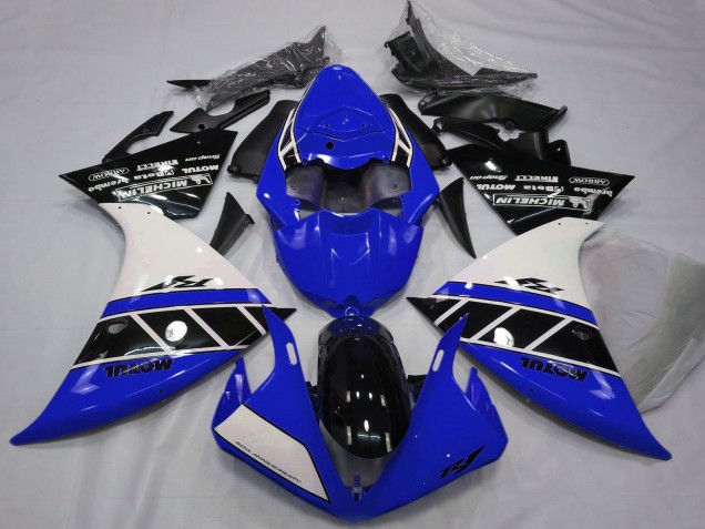 Lojas Carenagens Moto Yamaha R1 2012-2014 - Branco Azul Preto Brilhante