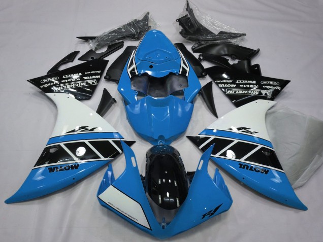 Lojas Carenagens Moto Yamaha R1 2012-2014 - Azul Branco Preto Brilhante