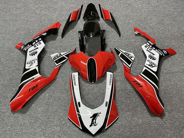 Lojas Carenagens Moto Yamaha R1 2015-2019 - Branco Vermelho Preto Brilhante Motul YSP