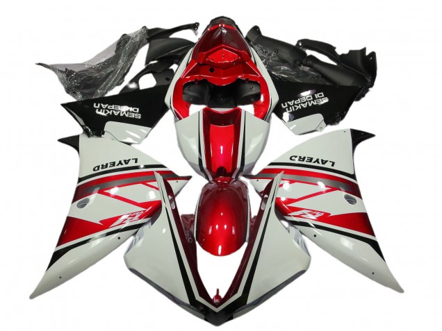 Lojas Carenagens Moto Yamaha R1 2012-2014 - Branco Vermelho Preto Layerd Semakin Didepan