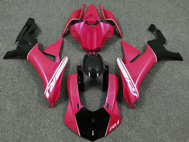 Lojas Carenagens Moto Yamaha R1 2015-2019 - Rosa Choque Branco Preto Brilhante