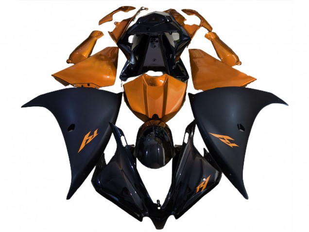 Lojas Carenagens Moto Yamaha R1 2012-2014 - Preto Brilhante Preto Fosco Laranja