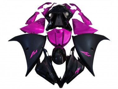 Lojas Carenagens Moto Yamaha R1 2012-2014 - Preto Brilhante Preto Fosco Rosa