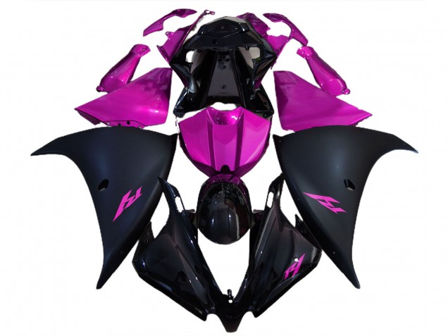Lojas Carenagens Moto Yamaha R1 2012-2014 - Preto Brilhante Preto Fosco Rosa