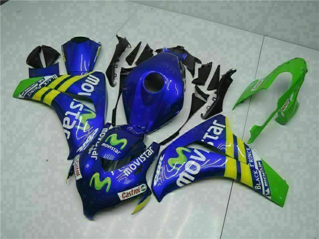 Lojas Carenagens Moto Honda CBR1000RR 2008-2011 - Azul Amarelo Verde MoviStar Castrol
