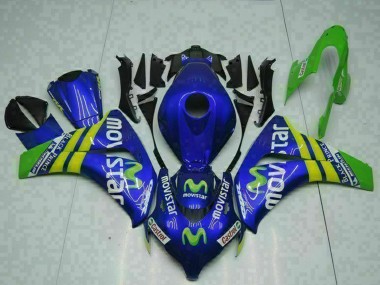 Lojas Carenagens Moto Honda CBR1000RR 2008-2011 - Azul Amarelo Verde MoviStar Castrol