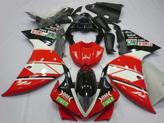 Lojas Carenagens Moto Yamaha R1 2012-2014 - Vermelho Branco Preto Fimer