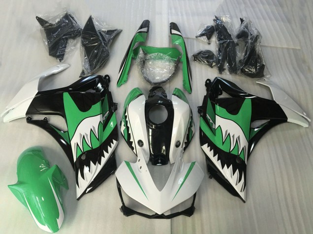 Lojas Carenagem Moto Yamaha R3 2015-2018 - Branco Verde Preto Tubarão