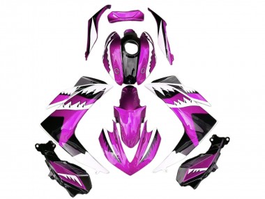 Lojas Carenagens Moto Yamaha R3 2015-2018 - Rosa Branco Preto Brilhante Tubarão