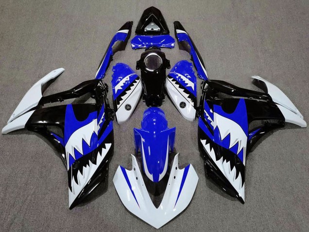 Lojas Carenagens Moto Yamaha R3 2015-2018 - Branco Azul Preto Tubarão
