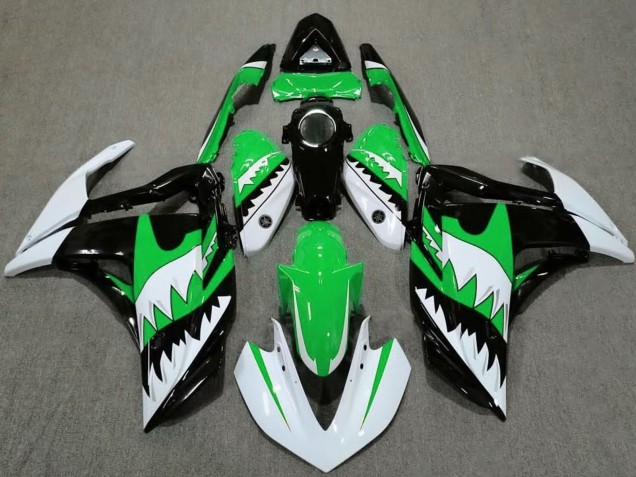 Lojas Carenagens Moto Yamaha R3 2015-2018 - Branco Verde Preto Tubarão
