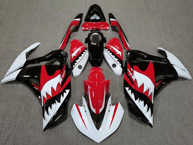 Lojas Carenagens Moto Yamaha R3 2015-2018 - Branco Vermelho Preto Tubarão