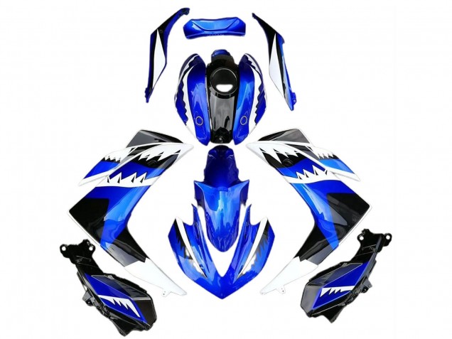 Lojas Carenagens Moto Yamaha R3 2015-2018 - Azul Branco Preto Tubarão